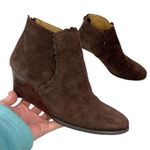 Jack Rogers Wedge Ankle Bootie Emery Dark Espresso Scalloped Trim Suede Size 6 Photo 0