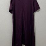 Eileen Fisher Dress Shift Satin Handkerchief Hem Purple Raisin Size Medium Slip Photo 4