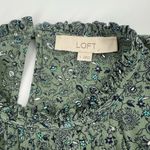 Loft Olive Green Floral Flower Print Blouse Shirt Top Short Sleeve Size Small Photo 7