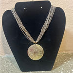 Boho Gold Medallion Necklace‎ Seed Bead Strand Layered Statement Women's Photo 0