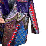 Vintage Judith Roberts Mexico Patchwork Fringe Jacket Beaded Western L/XL Purple Photo 8