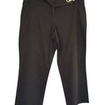 Cache Black Crop Pant Silver Metal Self Belt Buckle Stretch Cotton Spandex Photo 0