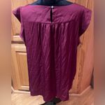 Loft Ruffle Front Flutter Cap Sleeve Keyhole Back Top Blouse Burgundy Size XXL Photo 5