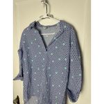 Vineyard Vines  Blue Blockprint Floral Linen Cotton Popover Shirt Women's Small Photo 1