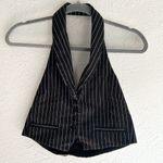 Anthropologie Maeve by  Pinstripe Halter Vest Top Tailored Chic Sz 0 Black Photo 2