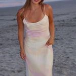 ZARA  maxi long satin foil effect cowl neck body on casual summer vacation dress Photo 1