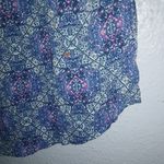 Kenar  L Cotton Blue Diamond Pattern V-Neck Top Photo 1