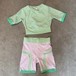 Fabletics  Pink Mint Biker Short Top Set Size S Photo 1
