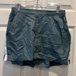 Nike VTG Women's Athletic Shorts Teal White Stripe Nylon Sz L Pockets Active Photo 0