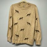 Chico's  Leopard Embroidered Sweater Animal Motif Tan Cheetah Crewneck Size Medium Photo 1