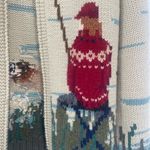 Ralph Lauren Vintage Lauren  Hand Knit Landscape Wool Cardigan sz M Fisherman Dog Photo 12