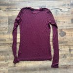 Brandy Melville  Womens Burgundy Long Sleeve Shirt Soft Stretch One Size Photo 6