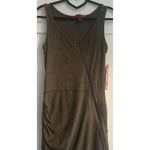 Hot Kiss  Tank Dress Asymmetrical Zipper Ruched Bodycon Gray Faux Suede Sz S NWT Photo 1