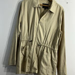 Sanctuary Womans L Utility Jacket Tan Full Zip Draw String Pockets 3/4 Length Photo 0