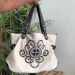 2000s Y2K Silverake White black leather cross rhinestone silver hardware shoulder hand bag purse western boho #indie #whimsygoth #biker Photo 0