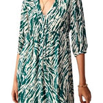 Ba&sh  Dress Women 2 Green Ivory‎ Vuzy Abstract Print V Neck Button Down Mini Photo 0