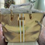Lilly Pulitzer Mizner Tote Gold Metallic NEW Photo 2