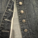 Chico's 🧥Chico’s Dark Wash Denim Jacket Women’s Size 2 – Pleated Button Front 🖤 Photo 2