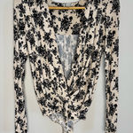 Free People  Turnt Floral Bodysuit Black Ecru Cream | M Photo 0