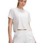 Lululemon -WHITE WAIST LENGTH TSHIRT-SIZE SMALL Excellent condition, this top has no tags so please see measurements before purchasing Measurements: Bust: armpit to armpit 18 inches Length: shoulder seam to bottom 18 inches Photo 0