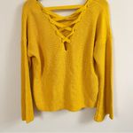 Topshop Yellow Flared Sleeve Lace Up Back Sweater V-neck NEW Size 8 Photo 9
