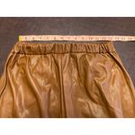 Zenana Faux Leather Straight Leg Pants Brown Pull On Elastic Waist Medium Photo 3