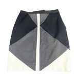 Ann Taylor Size 0 Black White Color Block Stretch Pencil Unlined Skirt Side Zip Photo 0