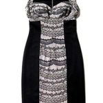 Boston Proper Black Lace Print Colorblock Scuba Stretch Sheath Dress 4 Photo 0