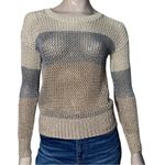 Minnie Rose Women’s Size S Gold Silver Bronze Metallic Loose Knit Sweater Photo 1