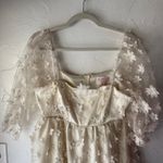 Audrey Parks Francesca’s Puff Sleeve Floral Mini Dress M Babydoll Cottagecore White Size M Photo 1