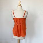Ali & Kris Solid Bright Orange Pleated Tank Top Photo 3