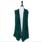 LOGO By Lori Goldstein LOGO Women's Vest Green Knit Hooded Open Front Size Casual Athleisure Size XS Photo 4
