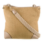 Bottega Veneta Bottega Venteta Straw Leather Trim Crossbody Shoulder Bag Tan Braided Strap Photo 0