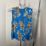 Torrid  Women Sz 1 Blue Sleeveless‎ Blouse Top Shirt Neck Tie Floral Flowers Photo 6