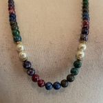 Women’s Bead Costume Necklace Beaded Blue / Purple / Green Glass Faux Pearl Photo 4