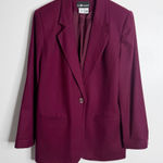 Sag Harbor Sag & Harbor 100% Wool Blazer In Burgundy With Pockets‎ Lined Workwear Size 12 Photo 0