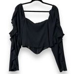 Pretty Little Thing  8 black chiffon frill sleeve lace insert hook & eye corset Photo 2