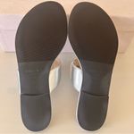 Jimmy Choo NIB Flat Sandals Logo Leather Silver Size 7 Photo 6