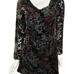 Hugo Buscati  Collection mini Dress Womens 8 Velvet Burnout Floral Long Sleeve‎ Photo 0
