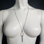 X & O Rhodium Plated Teardrop Fringe Crystal Pendant Necklace Silver Photo 2