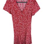 Madewell Red White Floral Daisy Short Sleeve V-Neck Button Down Mini Sun Dress 4 Photo 3