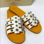 Marc Fisher Pava white leather stud sandal slides Photo 1