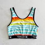 TomboyX Sunset Stripes Sport & Swim Top, sz. S Black Photo 0