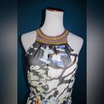 Charlie Jade  silk Artistic Maxi Dress in Blue and Cream Photo 1