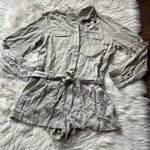 Free People Khaki Relaxed Shirt Romper Photo 1