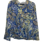 Jones New York ✨ Simplified Paisley Floral Blue Utility Sz Large Blouse✨ Photo 0