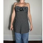 White House | Black Market Y2K  Black White Striped Strapless Mini Dress Top Size S Photo 2