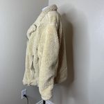 We The Free People So Cozy Slouchy Sherpa Faux Fur Beige Bomber Moto Jacket Sz L Photo 4