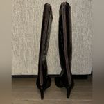Dries Van Noten $1250  Brown Leather Croc Embossed Knee High Boots Photo 3