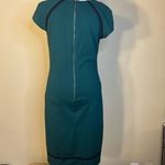 Mossimo Forest Green Cap Sleeve Sheath Dress with Black Trim Zip Back XS Photo 2